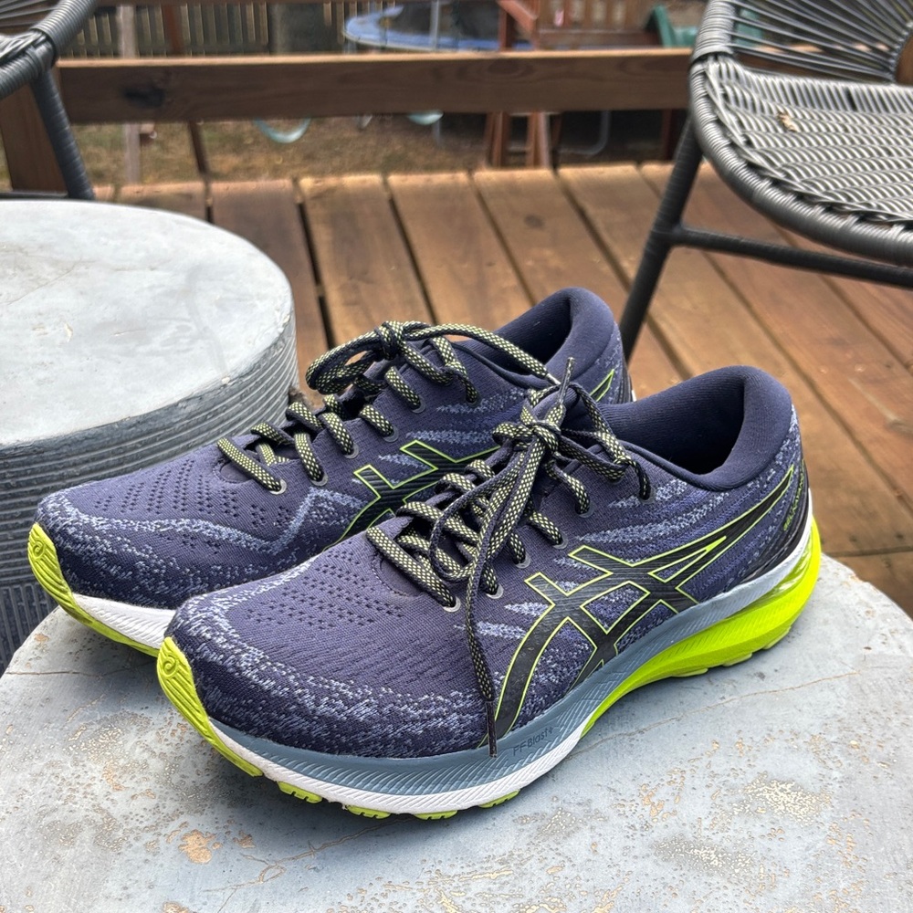 Asics Navy and Lime Athletic Sneakers
